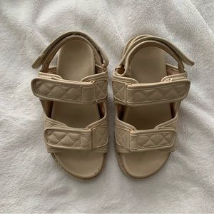 Quilted Double Strap Beige Sandals
